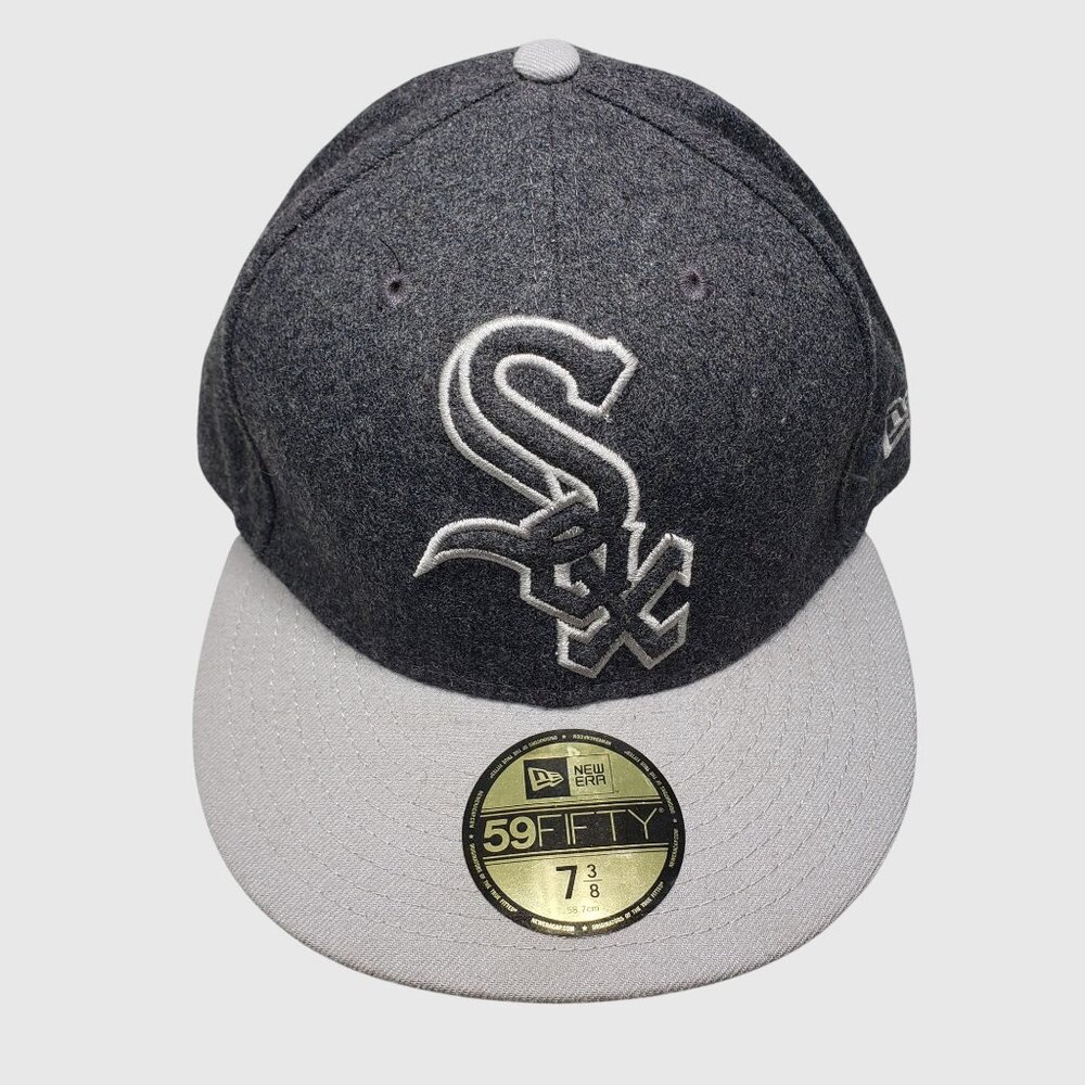 New Era 59FIFTY Chicago White Sox Fitted Hat Charcoal Wool  Size 7 3/8 MLB Offic